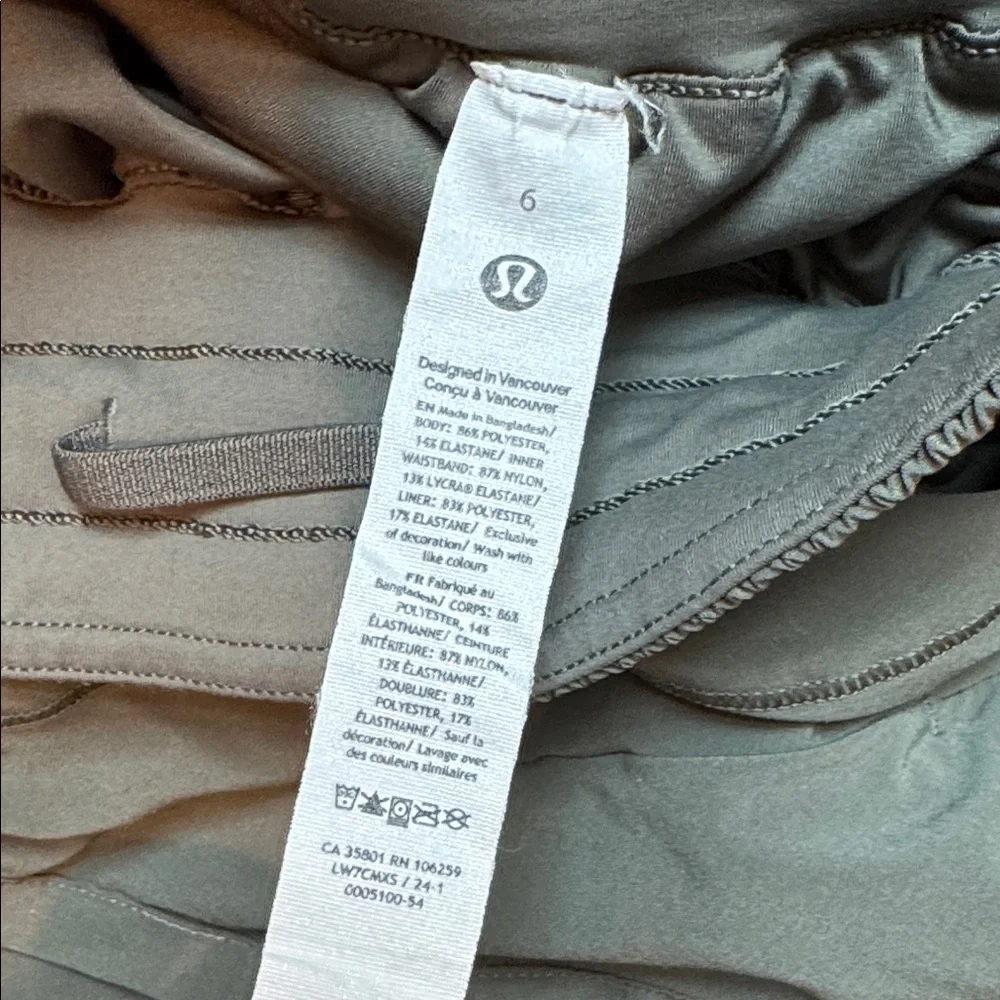 3 pair Lulu Track That High-Rise Lined Short 5" in Black, Olive, and Lavender. - Picture 2 of 7